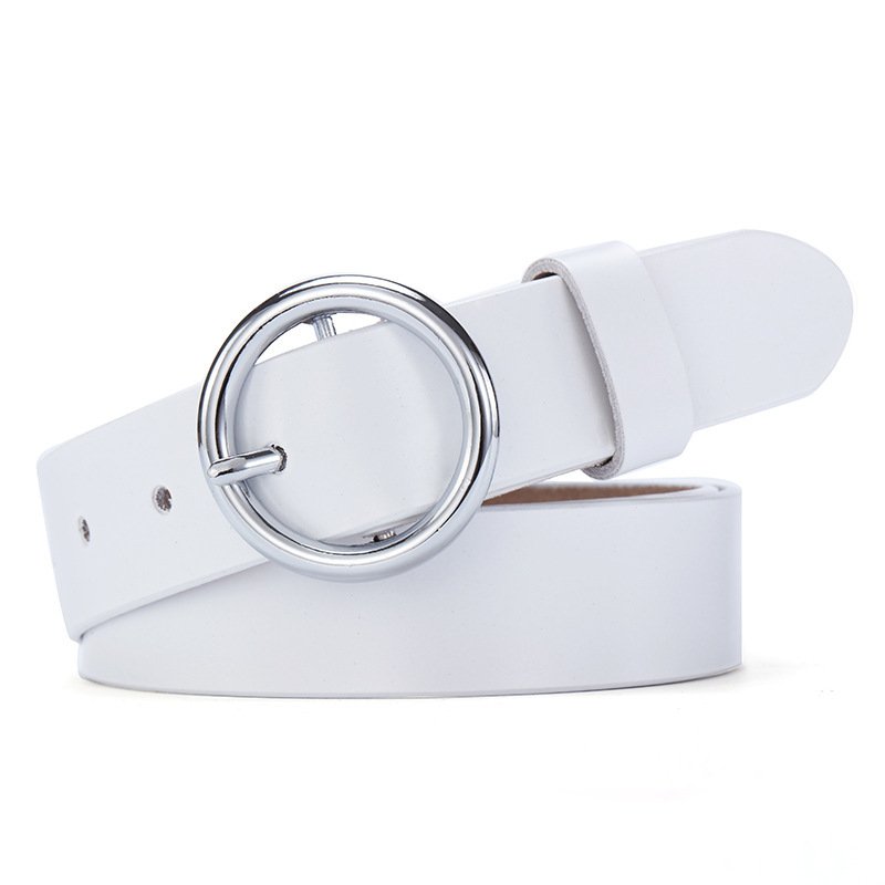 Round Buckle Belt Women Leather Korean Version Belt - Image 4