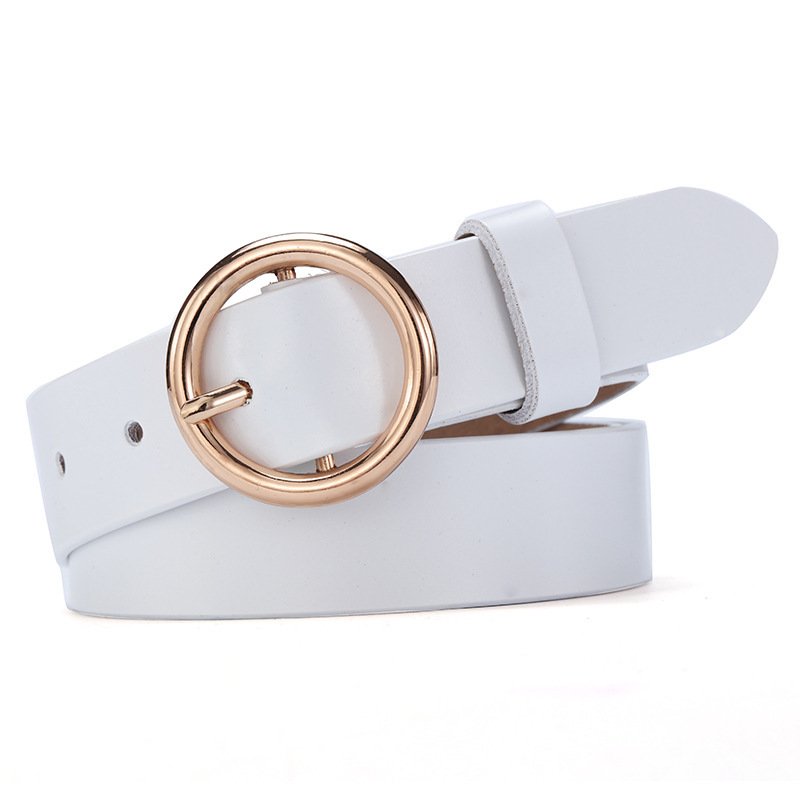 Round Buckle Belt Women Leather Korean Version Belt - Image 3