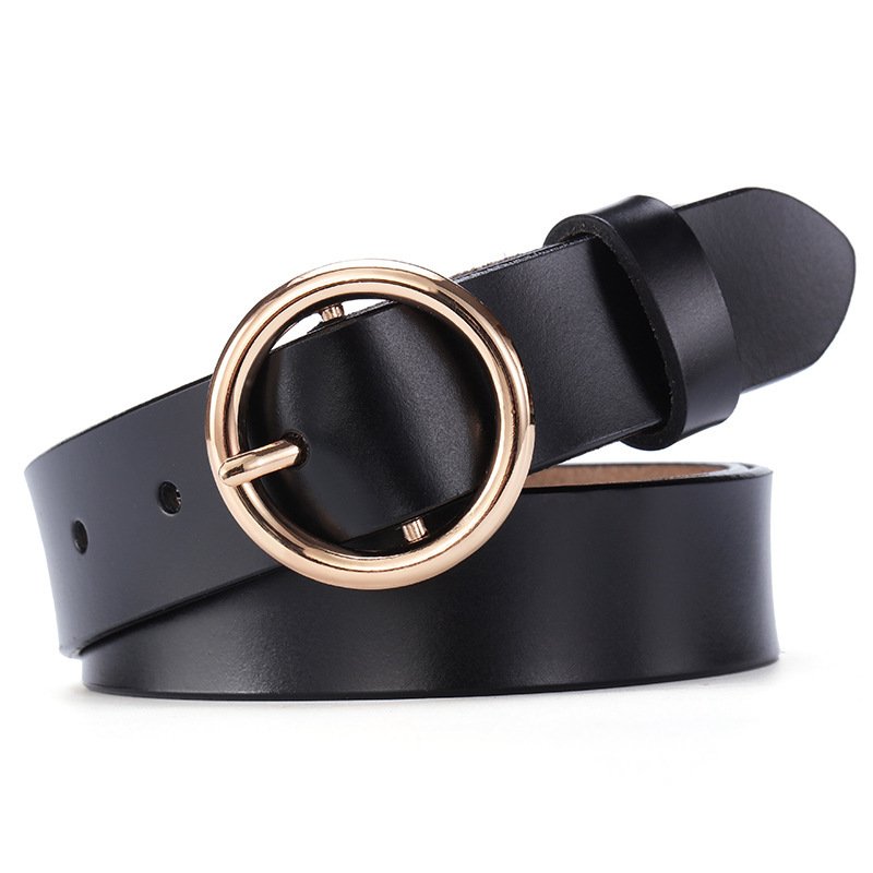 Round Buckle Belt Women Leather Korean Version Belt - Image 10