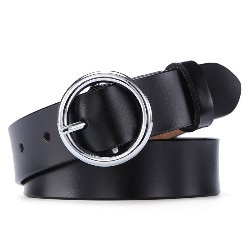 Round Buckle Belt Women Leather Korean Version Belt - Image 7