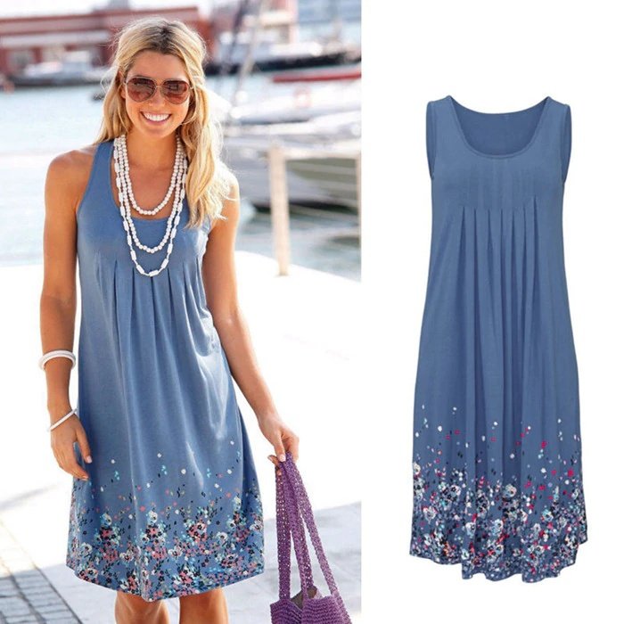 Sleeveless Floral Print Loose Summer Dress Fashion Casual Women Dress - Image 7