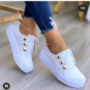 One-foot Square-toe Loafers White Shoes Soft Platform Platform