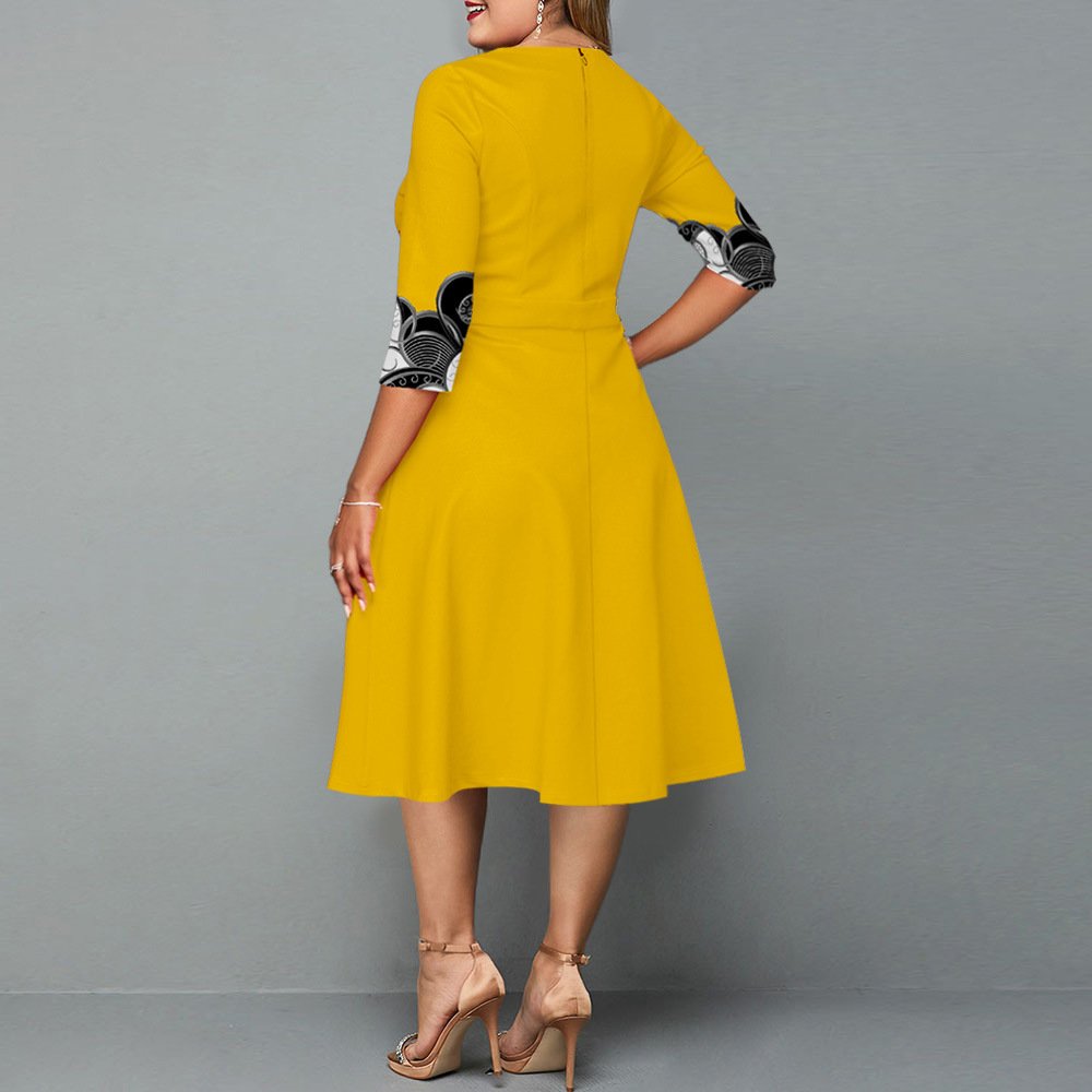 Elegant Temperament Hedging Print Midi Dress - Image 7