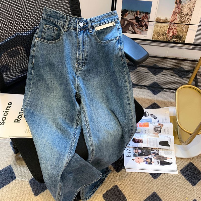 Women's High Waist Mopping Jeans Loose Wide-leg Straight Trousers - Image 2
