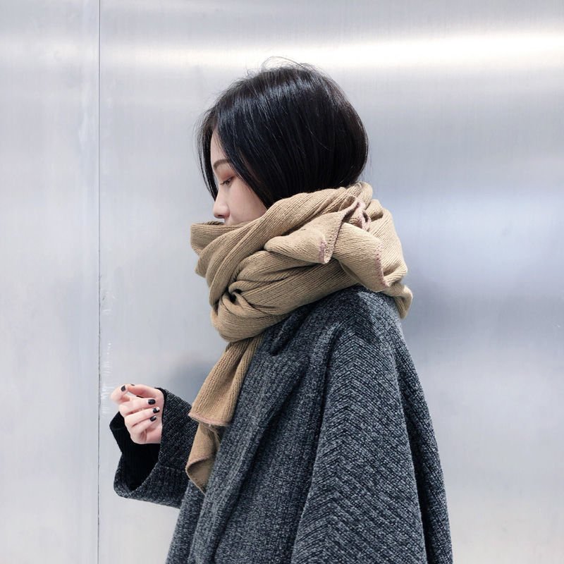 Pure Color Knitted Wool Net Red Scarf Women Autumn And Winter Thicken Warm - Image 10