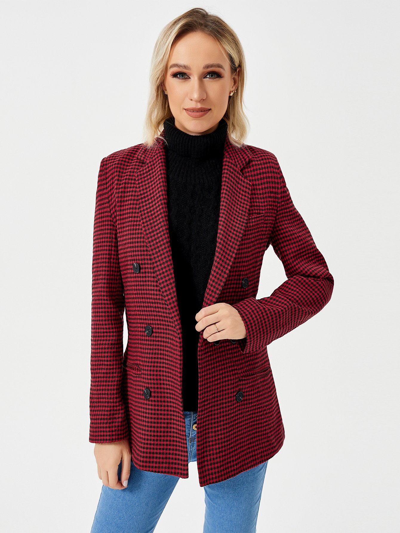 Womens Casual Blazer Jacket Long Sleeve Work 0ffice Blazer Lapel Jacket - Image 2