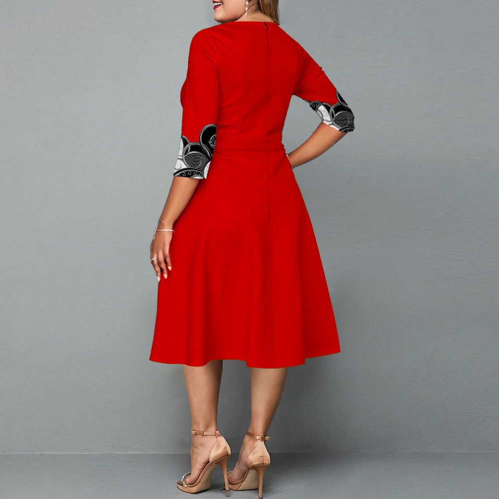 Elegant Temperament Hedging Print Midi Dress - Image 6