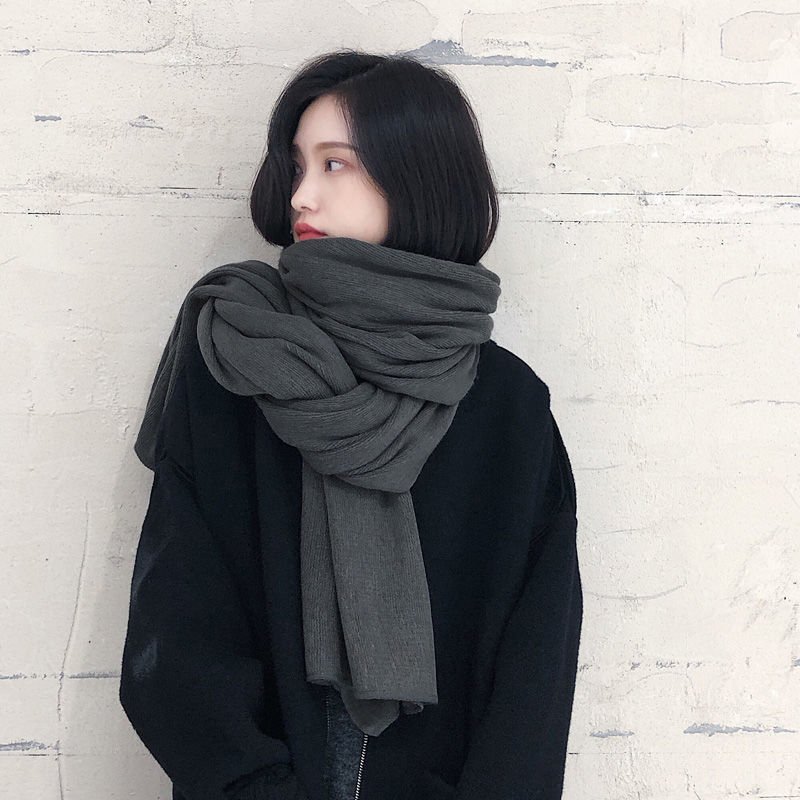 Pure Color Knitted Wool Net Red Scarf Women Autumn And Winter Thicken Warm - Image 7