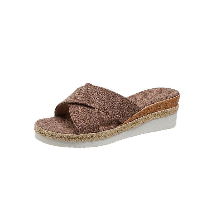 Summer Shoes Women Hemp Wedge Sandals Platform Slippers - Image 7