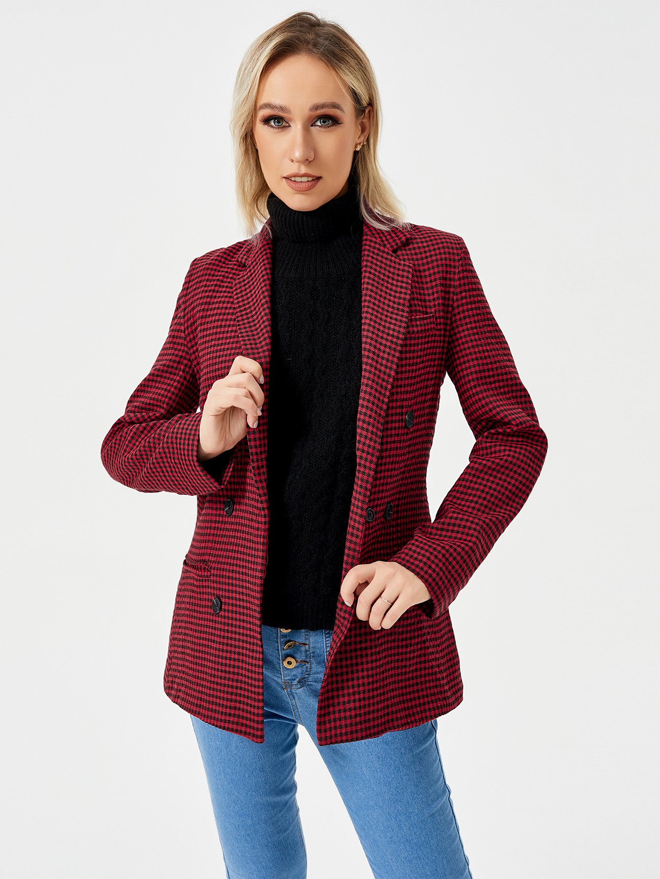 Womens Casual Blazer Jacket Long Sleeve Work 0ffice Blazer Lapel Jacket - Image 10