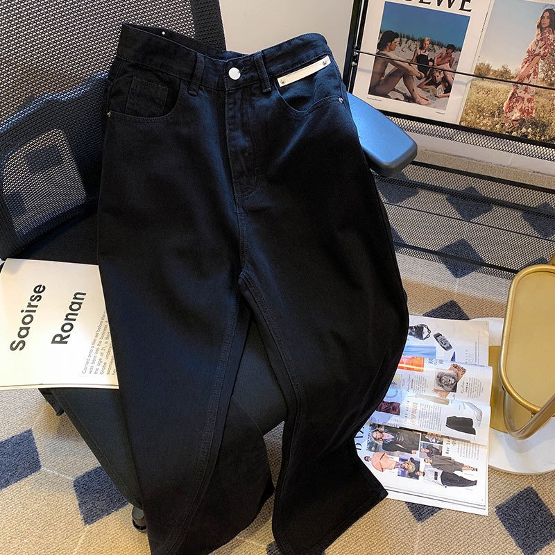Women's High Waist Mopping Jeans Loose Wide-leg Straight Trousers - Image 6